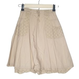 Y2K vintage khaki tan peasant skirt eyelet M 7/8